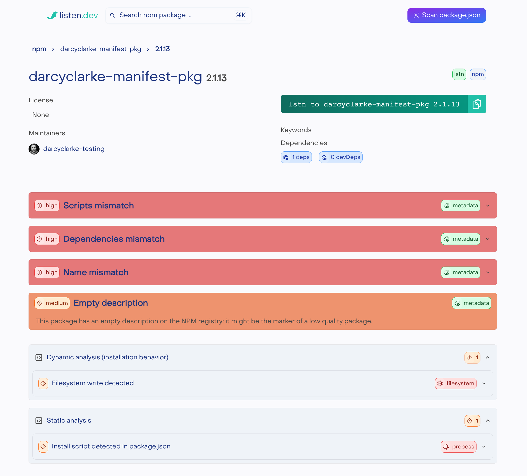 Manifest Confusion Detection
